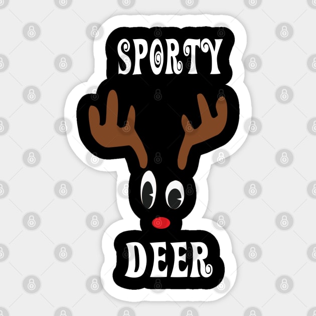 Sporty Reindeer Deer Red nosed Christmas Deer Hunting Hobbies Interests Sticker by familycuteycom